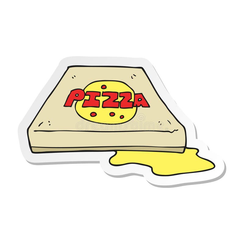 A creative sticker of a cartoon pizza