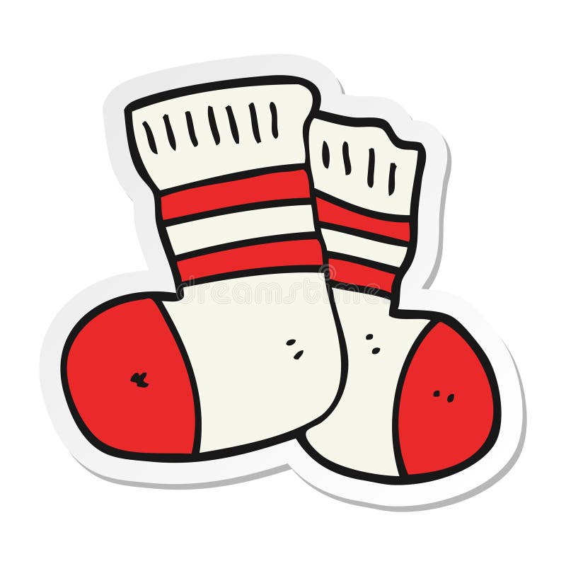 A creative sticker of a cartoon socks