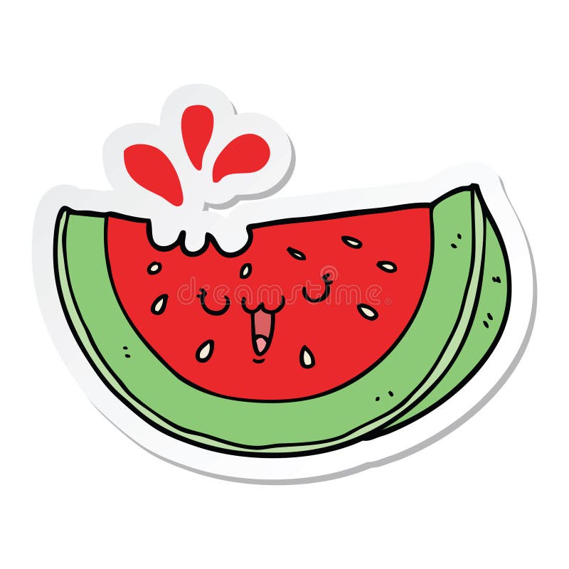 Watermelon Slice Melon Food Fruit Healthy Cute Cartoon Sticker Stick Icon  Decal Label Drawing Illustration Retro Doodle Freehand Free Hand Drawn  Quirky Art Artwork Funny Character Stock Illustrations – 2 Watermelon Slice