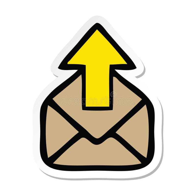 A Creative Sticker of a Cute Cartoon Envelope with Arrow Stock Vector
