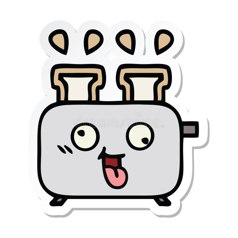 A creative sticker of a cute cartoon of a toaster