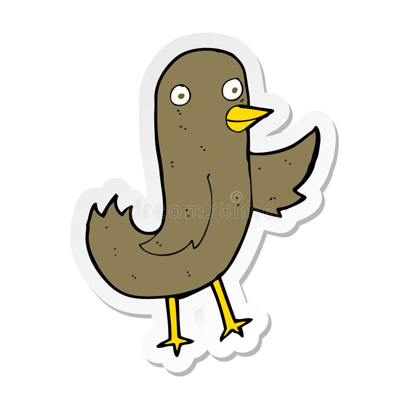 A creative sticker of a funny cartoon bird