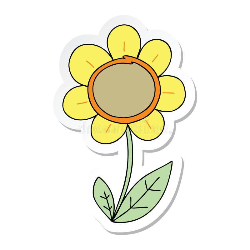 A Creative Sticker of a Quirky Hand Drawn Cartoon Daisy Stock Vector