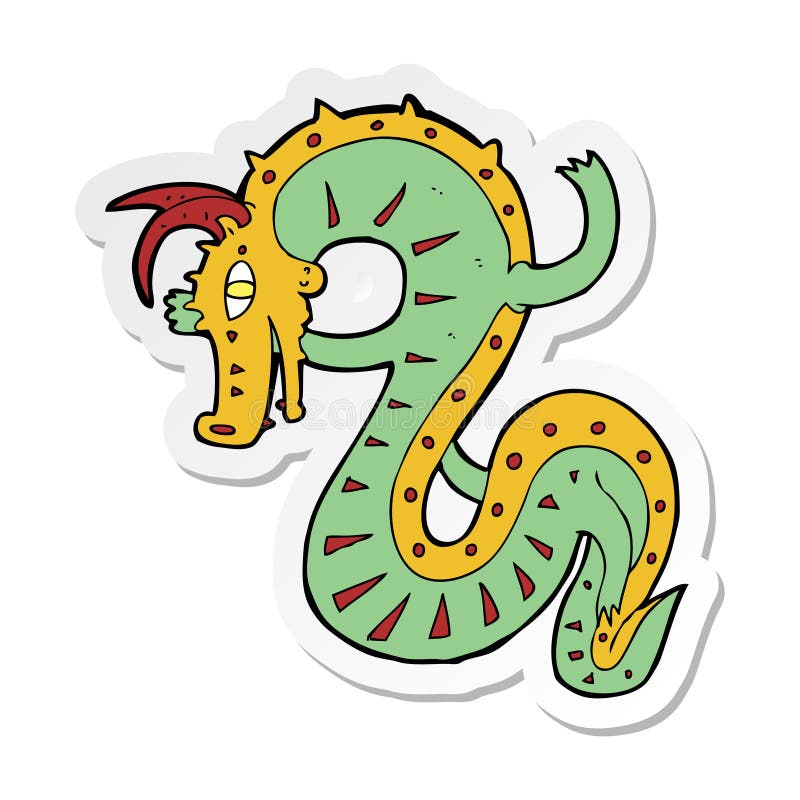 A creative sticker of a saxon dragon cartoon