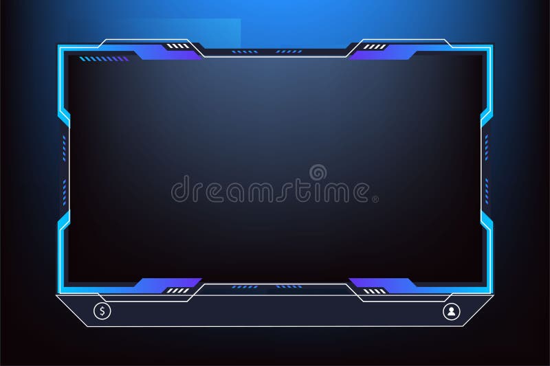 Creative Streaming Overlay Design for Online Gamers with Blue Colors. Futuristic Live Screen