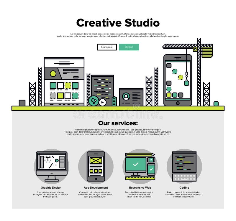 Creative studio flat line web graphics vector illustration Creative studio flat line web graphics vector illustration