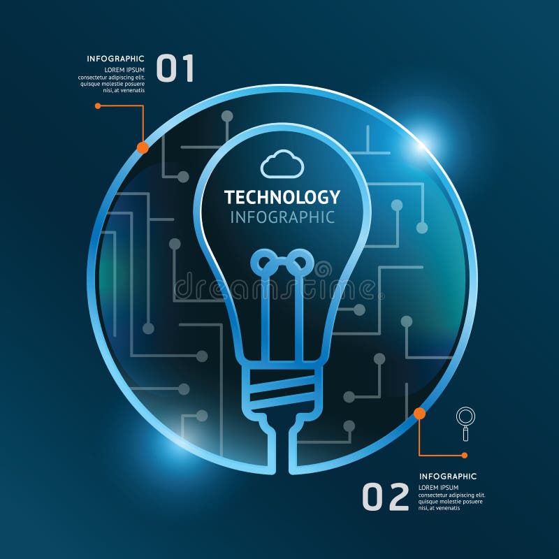 Creative Template with light bulb banner line. stock illustration