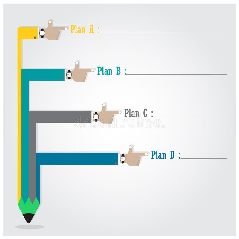Creative template with pencil ribbon banner flow chart, business royalty free illustration