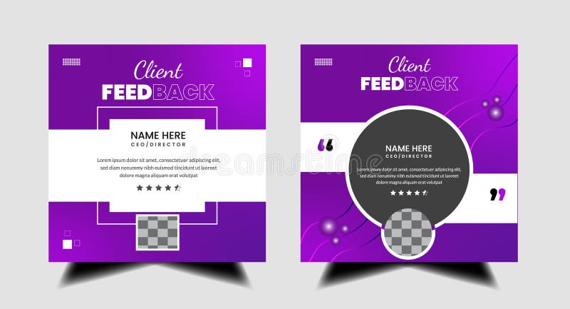 Creative Testimonial Template Quote What Our Clients Say Infographic Client feedback media stock illustration
