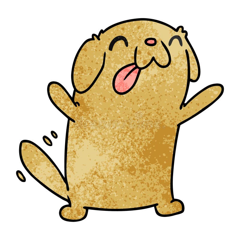 A creative textured cartoon kawaii of a cute dog