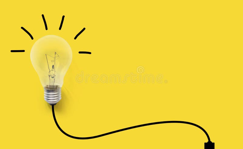 Creative Thinking Ideas Brain Innovation Concept. Light Bulb on Yellow  Background Stock Photo - Image of business, entrepreneur: 173670238