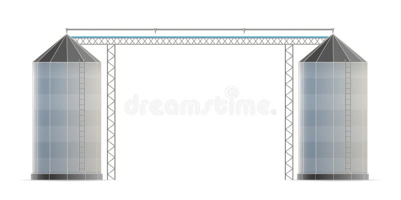 Creative vector illustration of agricultural silo storehouse for grain storage elevator isolated on transparent