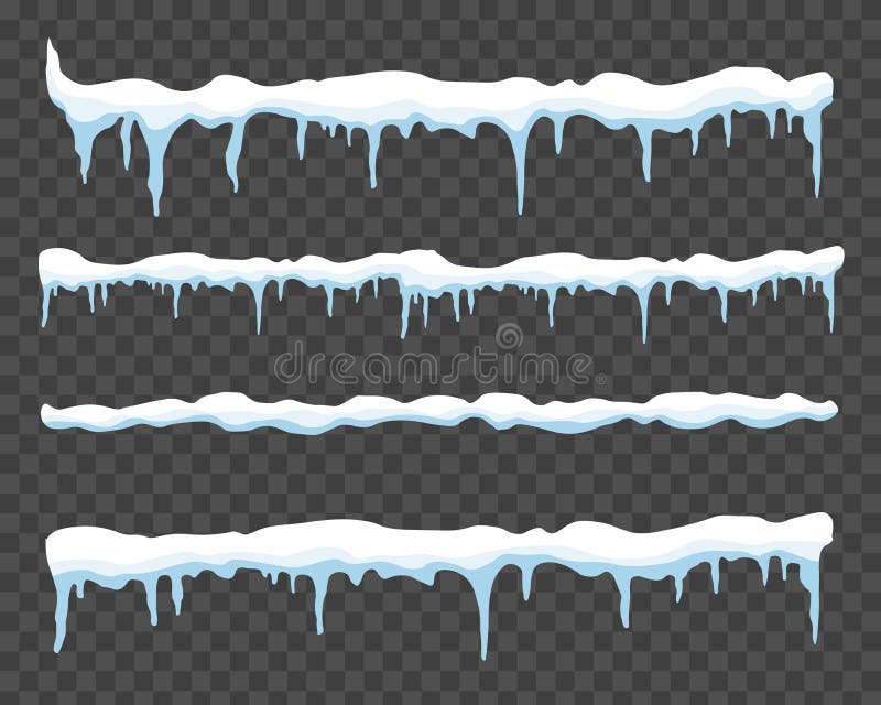 Creative Vector Illustration of Ice Icicle, Caps, Snowflakes Set Creative Vector Illustration of Ice Icicle, Caps, Snowflakes Set