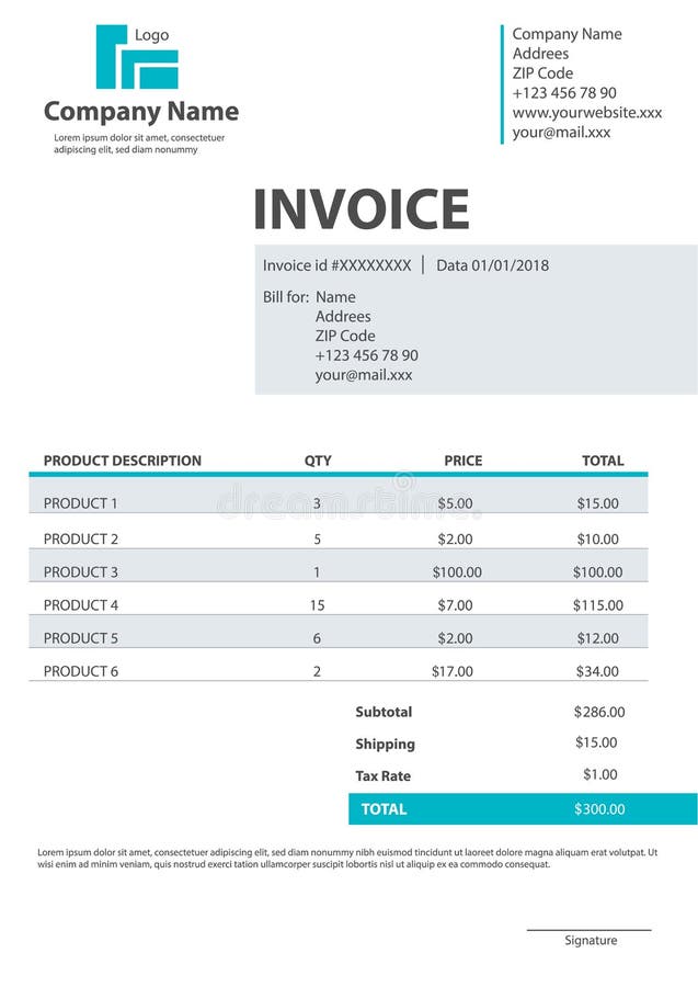 Creative vector illustration of invoice form template for your billing isolated on transparent background. Customizable business c vector illustration Creative vector illustration of invoice form template for your billing isolated on transparent background. Customizable business c vector illustration