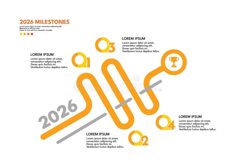 A creative vector infographic template designed to visualize milestones and key events for the year 2026 using a dynamic wavy timeline format. This modern design breaks away from traditional linear layouts to present project stages, annual objectives, historical events, or future plans in an engaging and flowing manner. Ideal for business presentations, marketing campaigns, educational materials, or strategic planning documents. Fully scalable and easily editable. Wavy timeline vectors