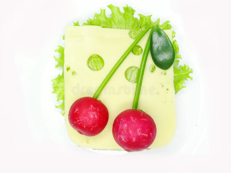 Creative vegetable sandwich with cheese and radish