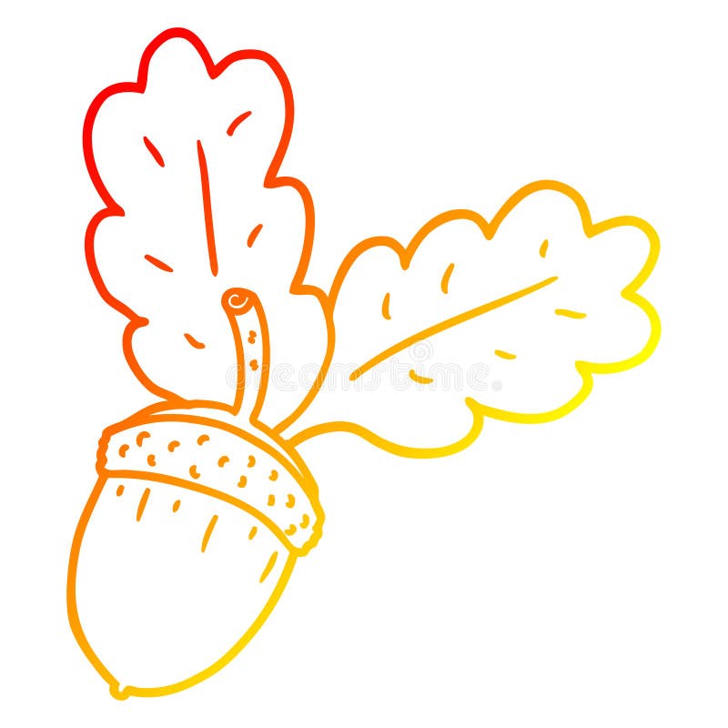 A creative warm gradient line drawing cartoon acorn