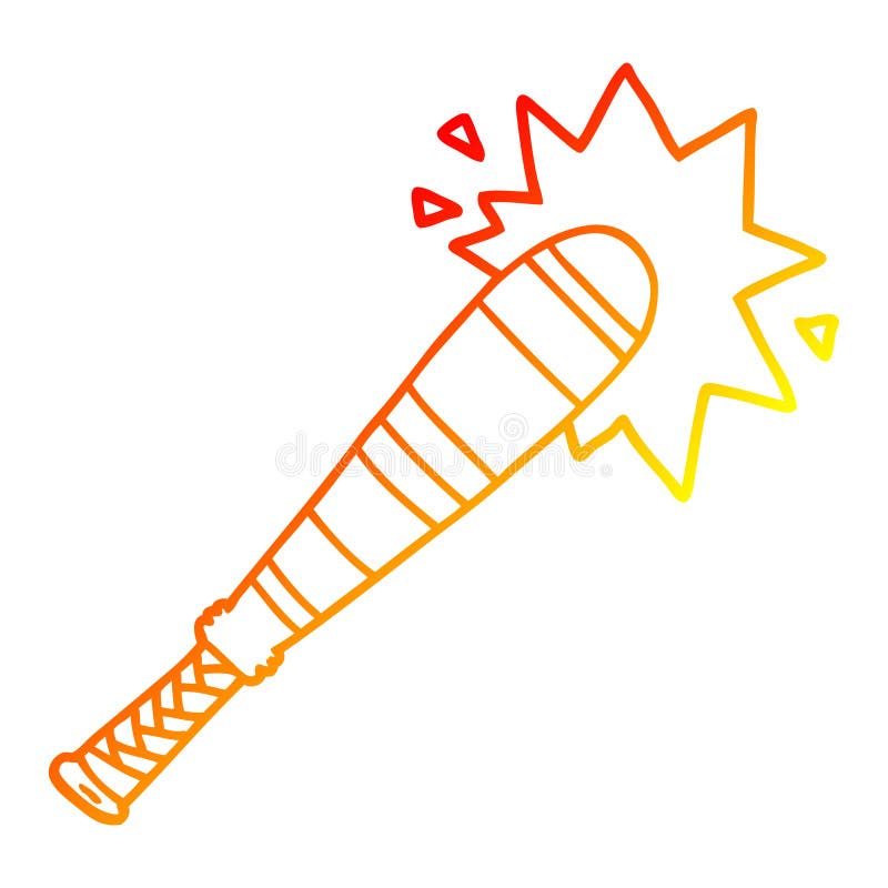A Creative Warm Gradient Line Drawing Cartoon Baseball Bat Hitting