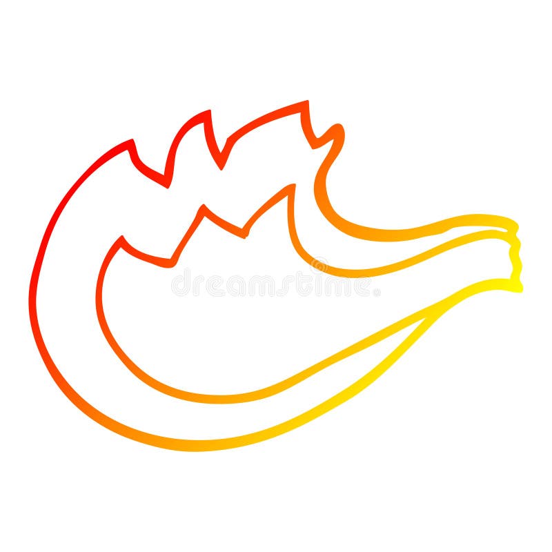 A creative warm gradient line drawing cartoon blue gas flame