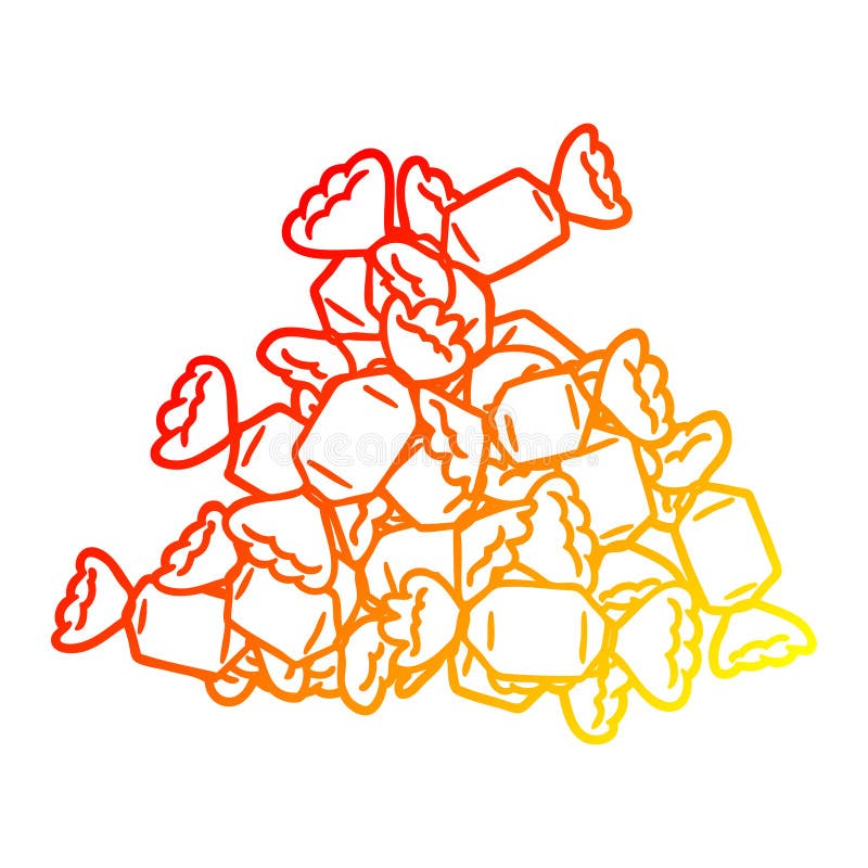 A creative warm gradient line drawing cartoon candy