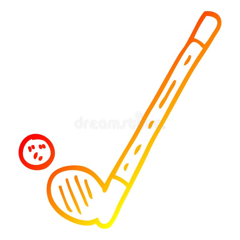 A Creative Warm Gradient Line Drawing Cartoon Golf Club and Ball Stock