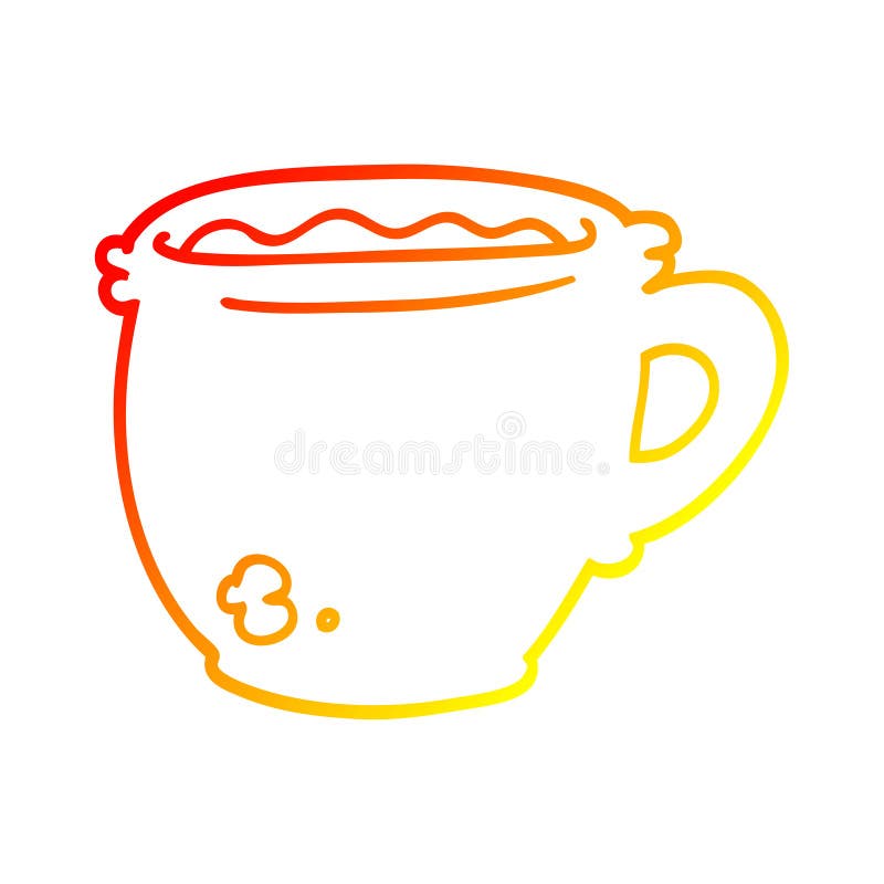 warm gradient line drawing cute coffee cup cartoon Stock Vector