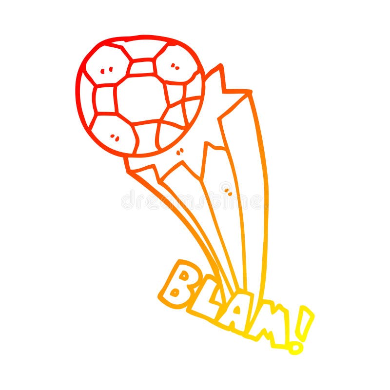 A Creative Warm Gradient Line Drawing Cartoon Kicked Soccer Ball Stock Vector Illustration of