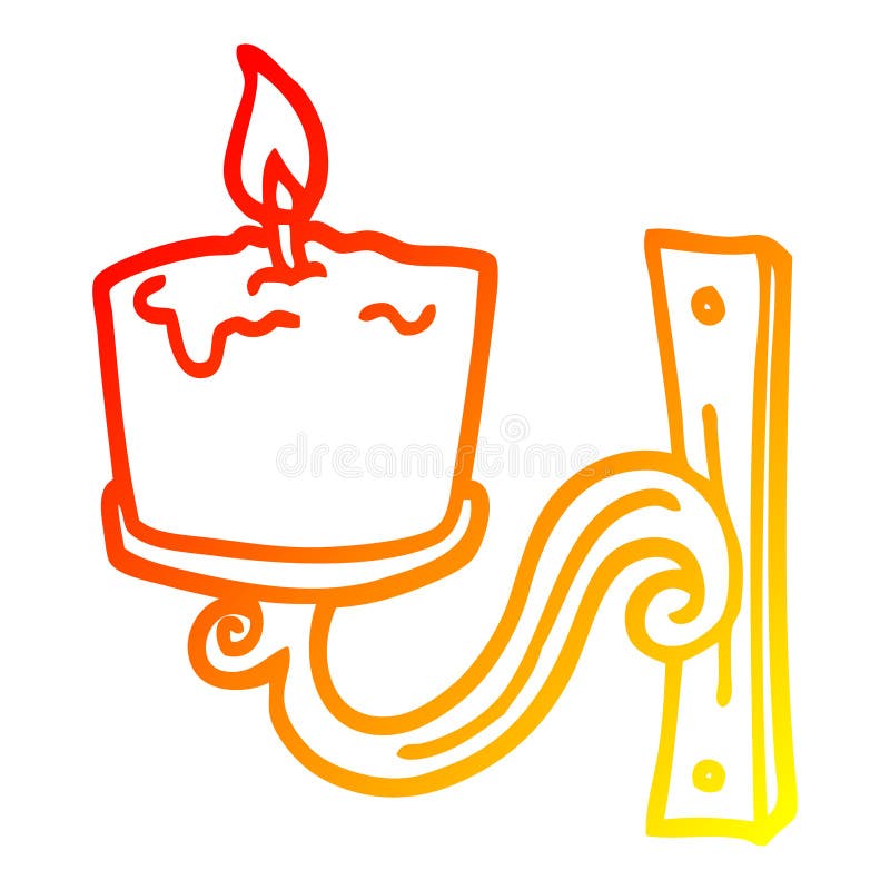 A Creative Warm Gradient Line Drawing Cartoon Old Candle Holder Stock