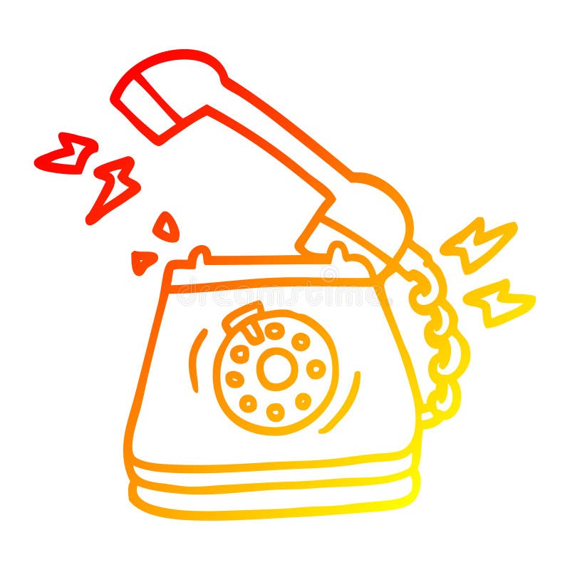 A Creative Warm Gradient Line Drawing Cartoon Old Rotary Dial Telephone