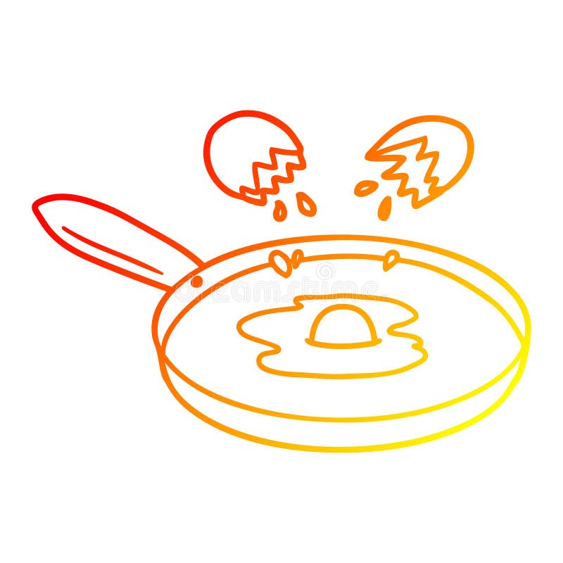 A Creative Warm Gradient Line Drawing Cartoon Pan Frying Egg Stock Vector Illustration of