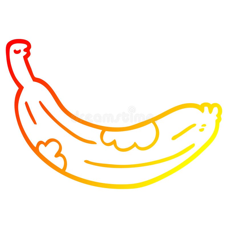 A Creative Warm Gradient Line Drawing Cartoon Rotten Banana Stock