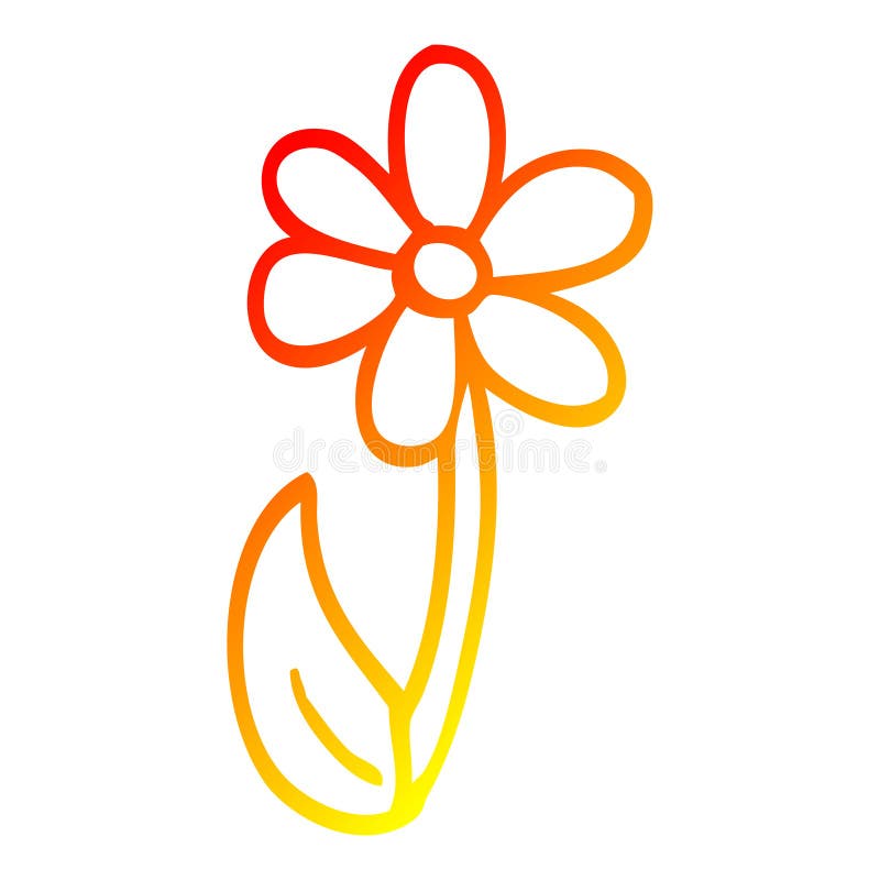 A creative warm gradient line drawing cartoon single flower