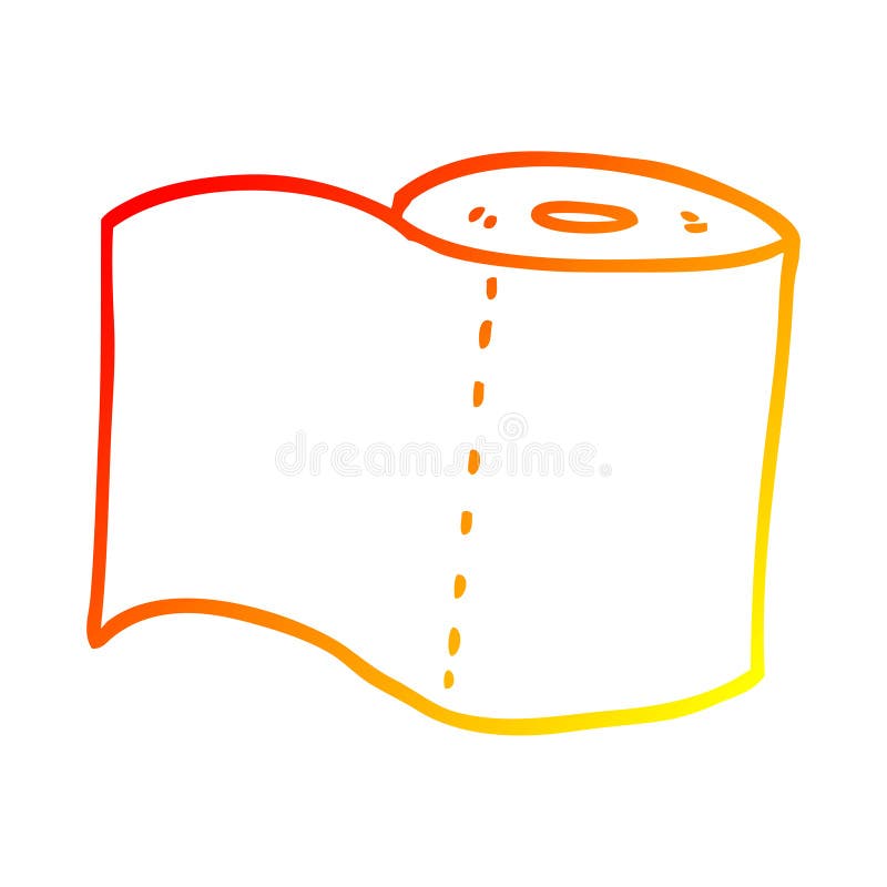 A Creative Warm Gradient Line Drawing Cartoon Toilet Roll Stock Vector