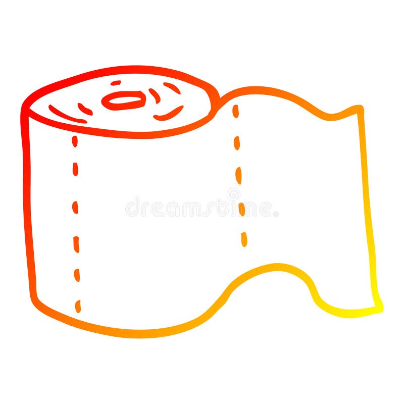 A Creative Warm Gradient Line Drawing Cartoon Toilet Roll Stock Vector