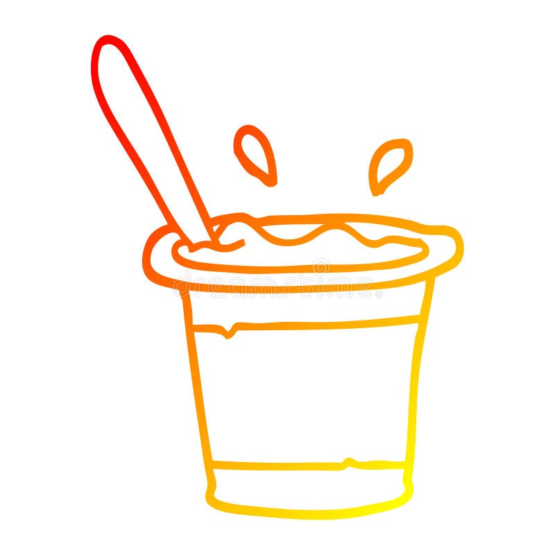 A creative warm gradient line drawing cartoon yogurt