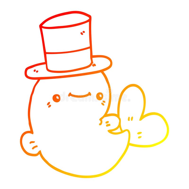 A Creative Warm Gradient Line Drawing Cute Cartoon Whale Wearing Top Hat Stock Vector Illustration Of Doodle Hand