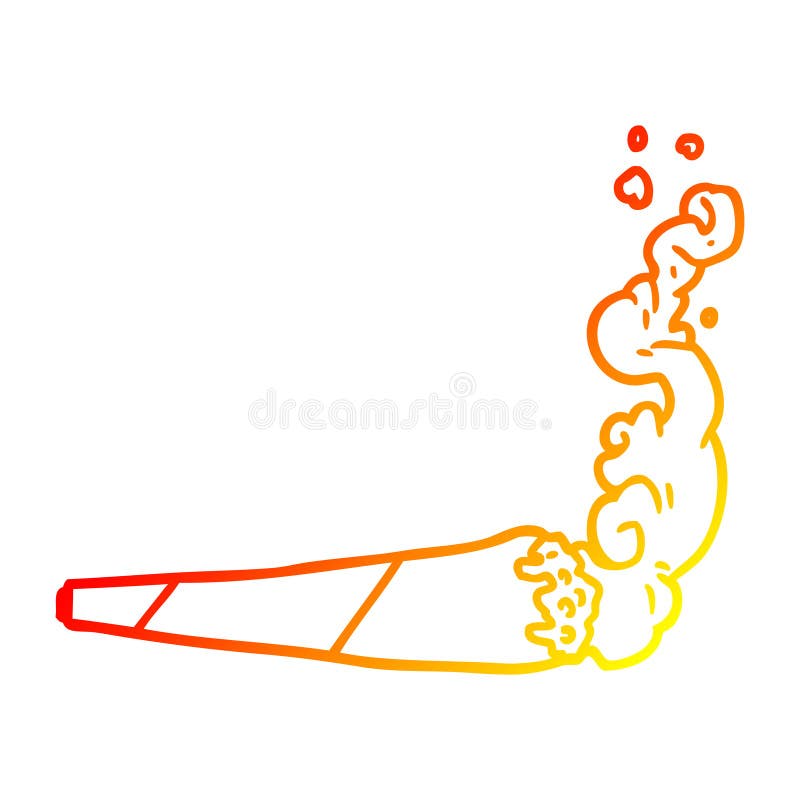 A creative warm gradient line drawing marijuana joint