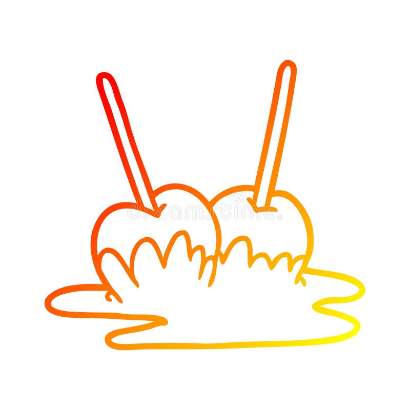 A Creative Warm Gradient Line Drawing Toffee Apples Stock Vector