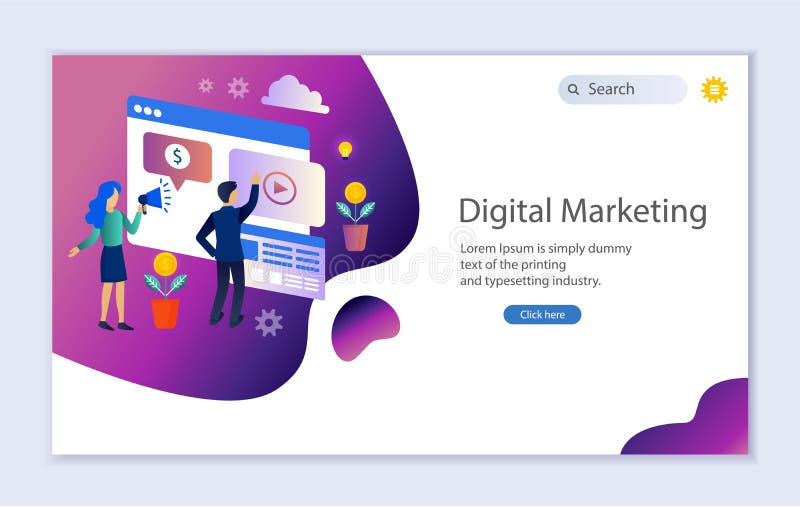 Creative website template of web page for digital marketing stock illustration Creative website template of web page for digital marketing stock illustration