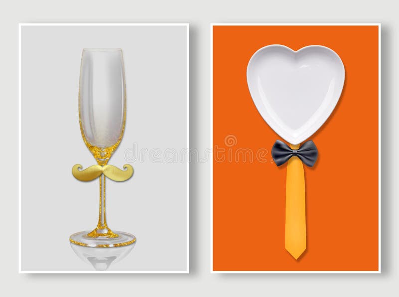 Creative Wine Glass Kitchenware Art Pattern, Blue and Orange Background