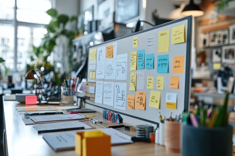 Creative workspace collaboration office environment image modern design close-up brainstorming ideas stock image