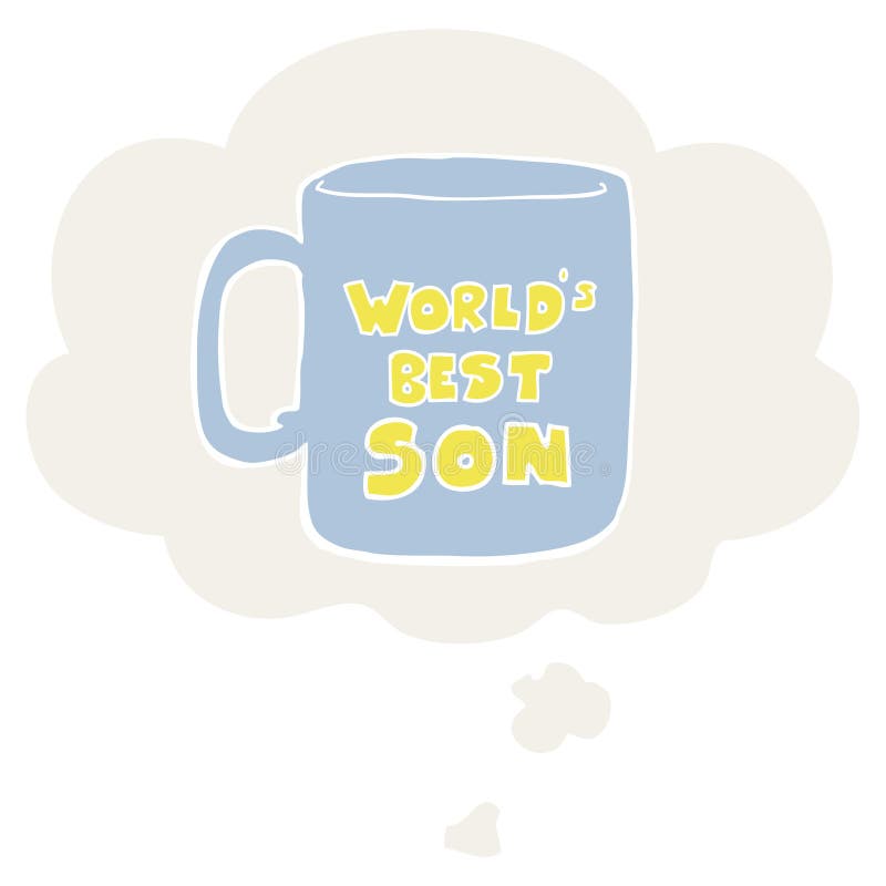 A Creative Worlds Best Son Mug and Thought Bubble in Retro Style Stock
