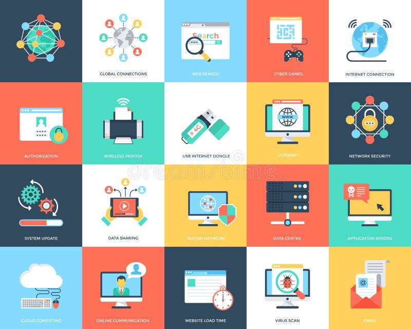 Flat Icons Internet Security And Technology vector illustration Flat Icons Internet Security And Technology vector illustration