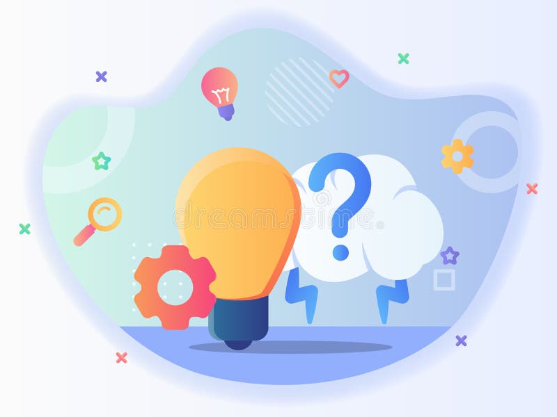 Creativity icon set light bulb lightning brain with modern flat style vector illustration