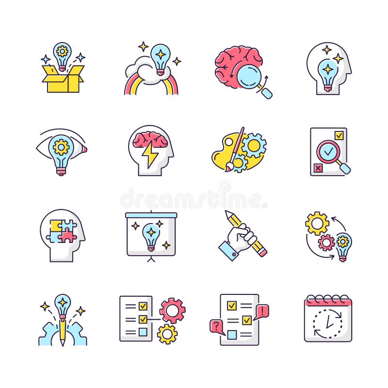 Creativity RGB color icons set stock illustration