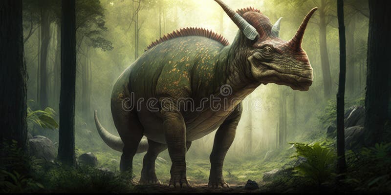 Prehistoric creature or dinosaur in the wild nature. Realistic style drawing. superlative generative AI image. Prehistoric creature or dinosaur in the wild nature. Realistic style drawing. superlative generative AI image.