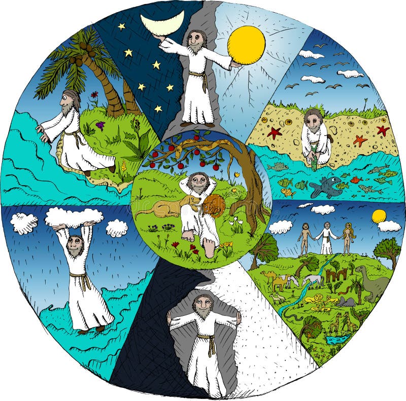 Mito Della Creazione Del Mondo Creazione del mondo illustrazione vettoriale. Illustrazione di storia