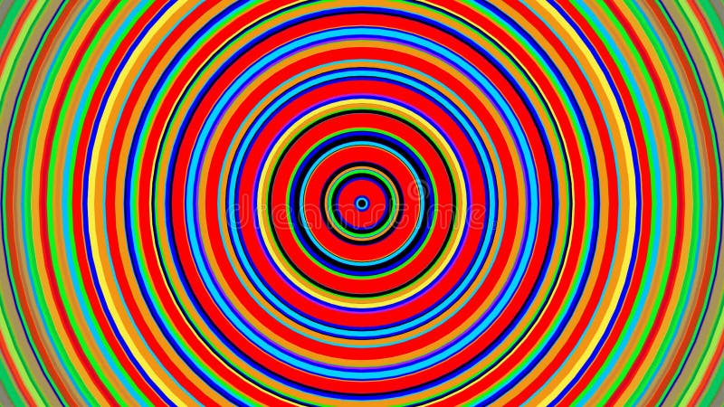 Crecimiento de los círculos concéntricos del color del arco iris Animación lisa 3D del lazo inconsútil abstraiga el fondo almacen de video