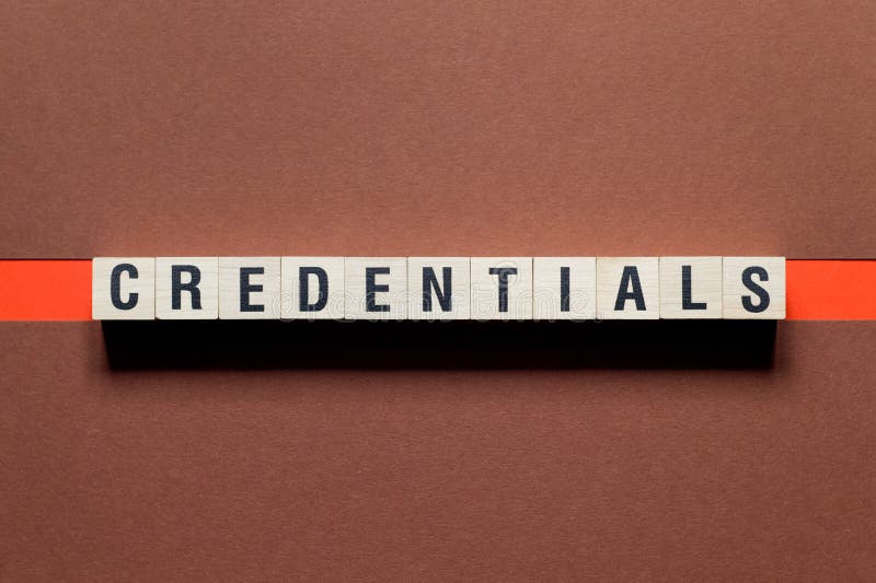 Definition of Credentials Word with a Meaning on a Book. Dictionary