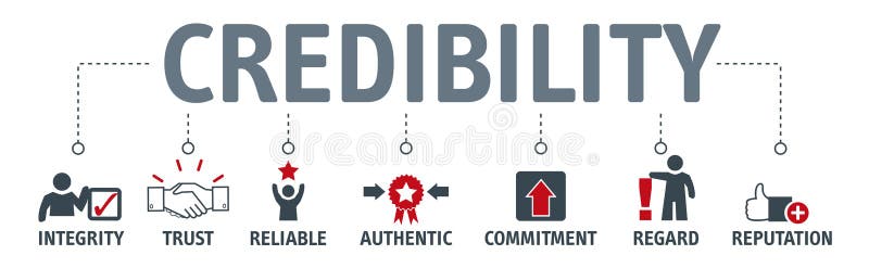 Credibility building concept. Banner with keywords and vector il vector illustration